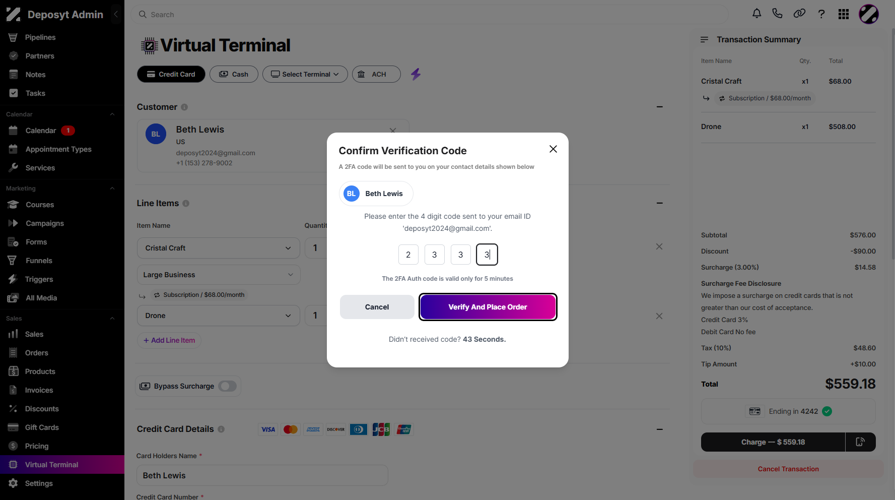 Step 12: You can then proceed by clicking on the Verify And Place Order button.