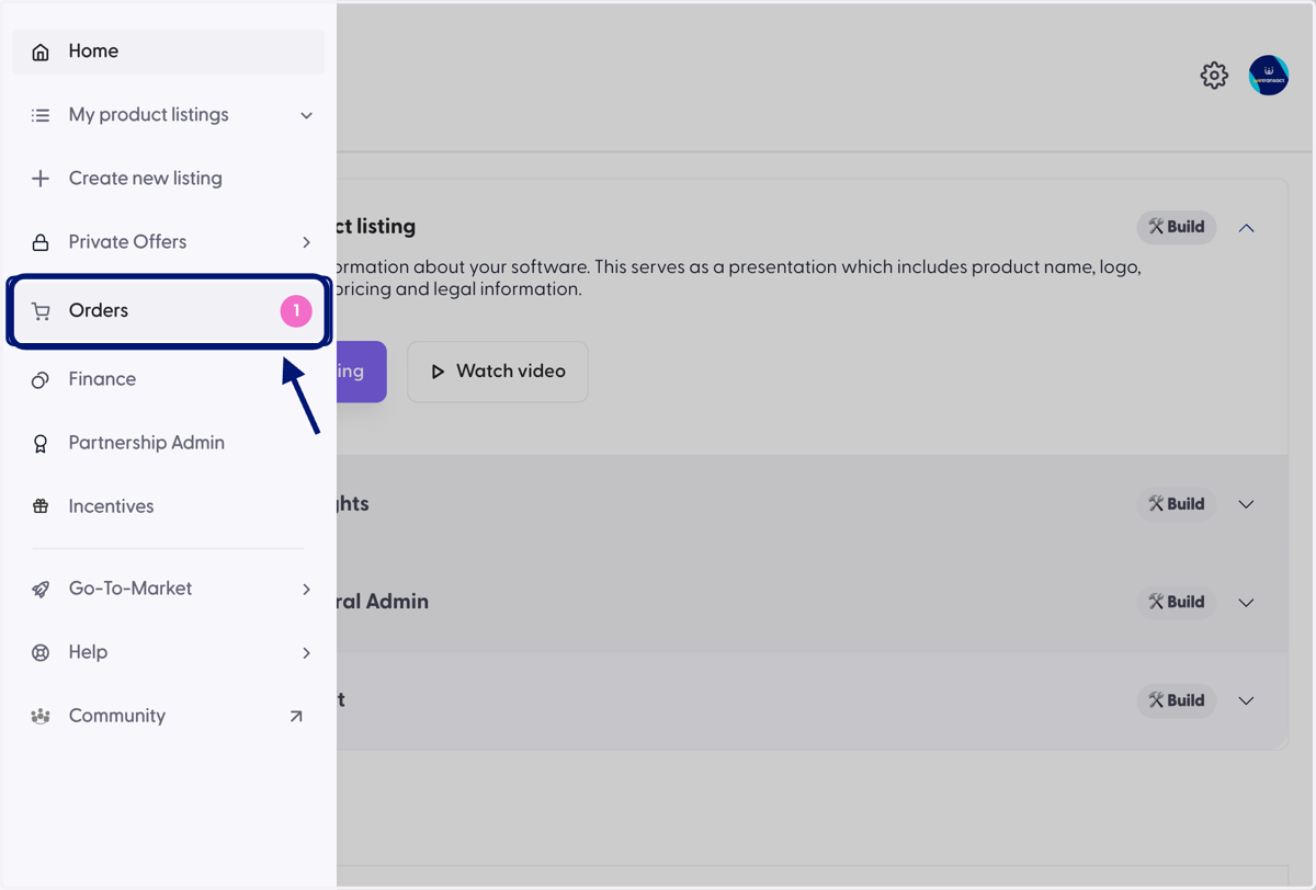 Click on Orders Tab on the left menu.