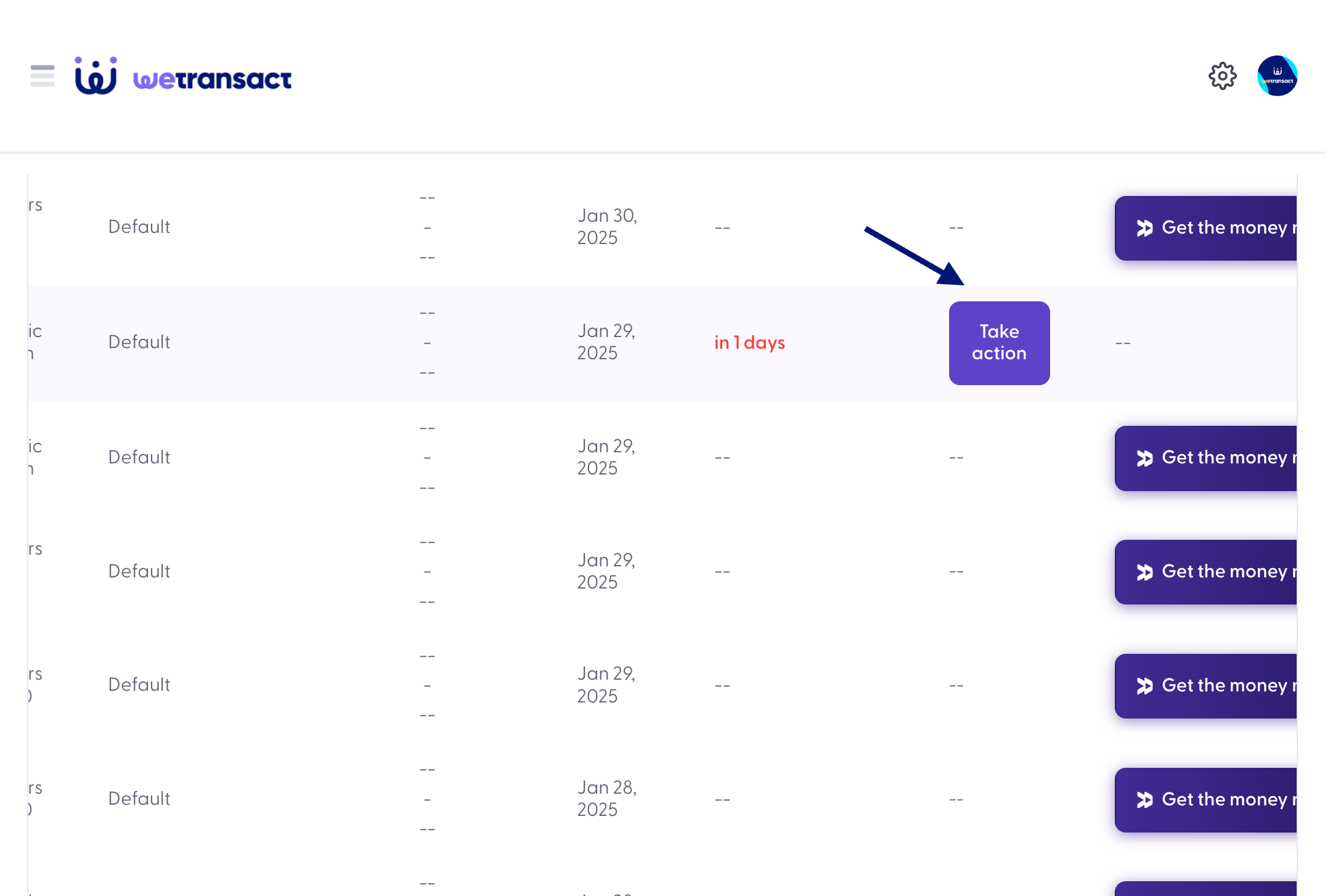 Click on Take action button