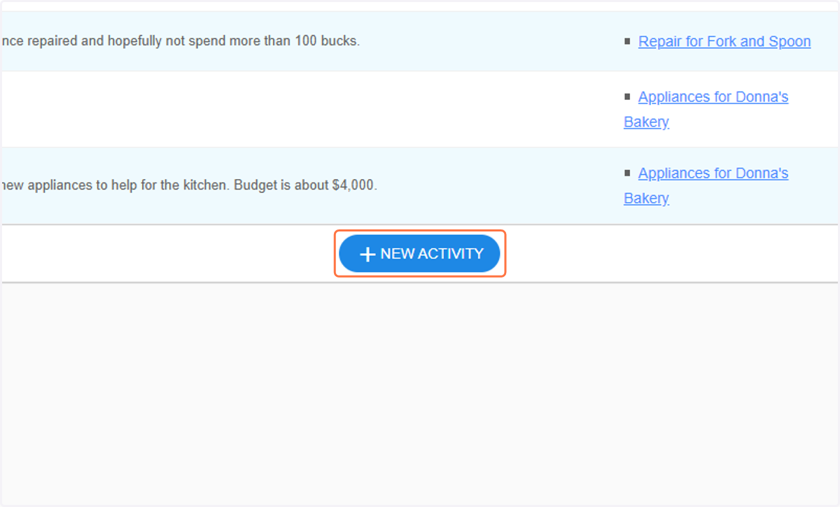 Click on NEW ACTIVITY