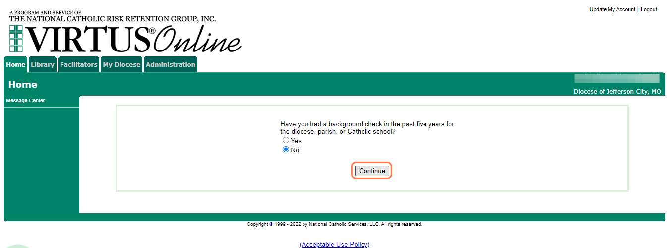 Select response and continue (if applicable)