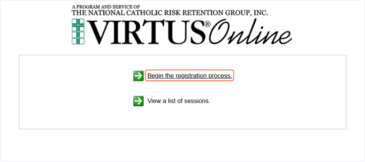 Click on Begin the registration process