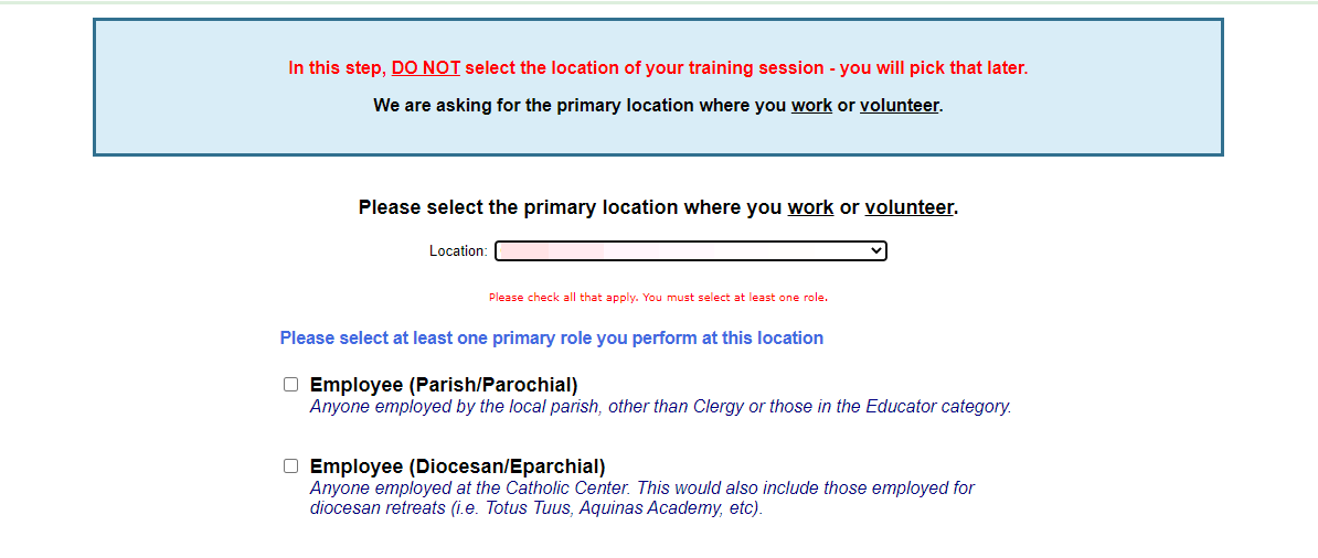 Select location