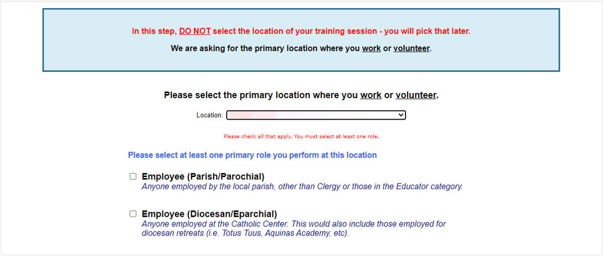 Select location