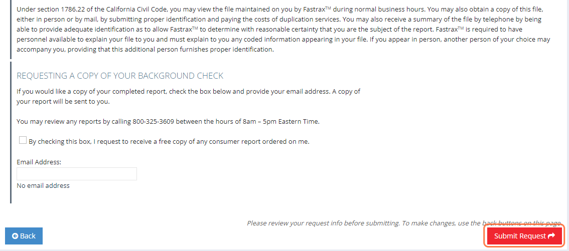 Submit background check request