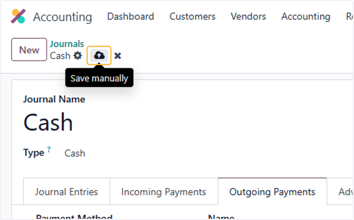 Click on Save manually