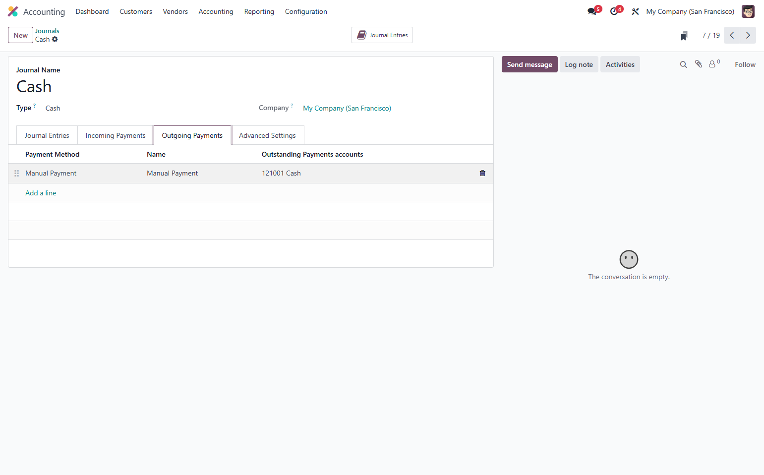 Select relevant Cash account