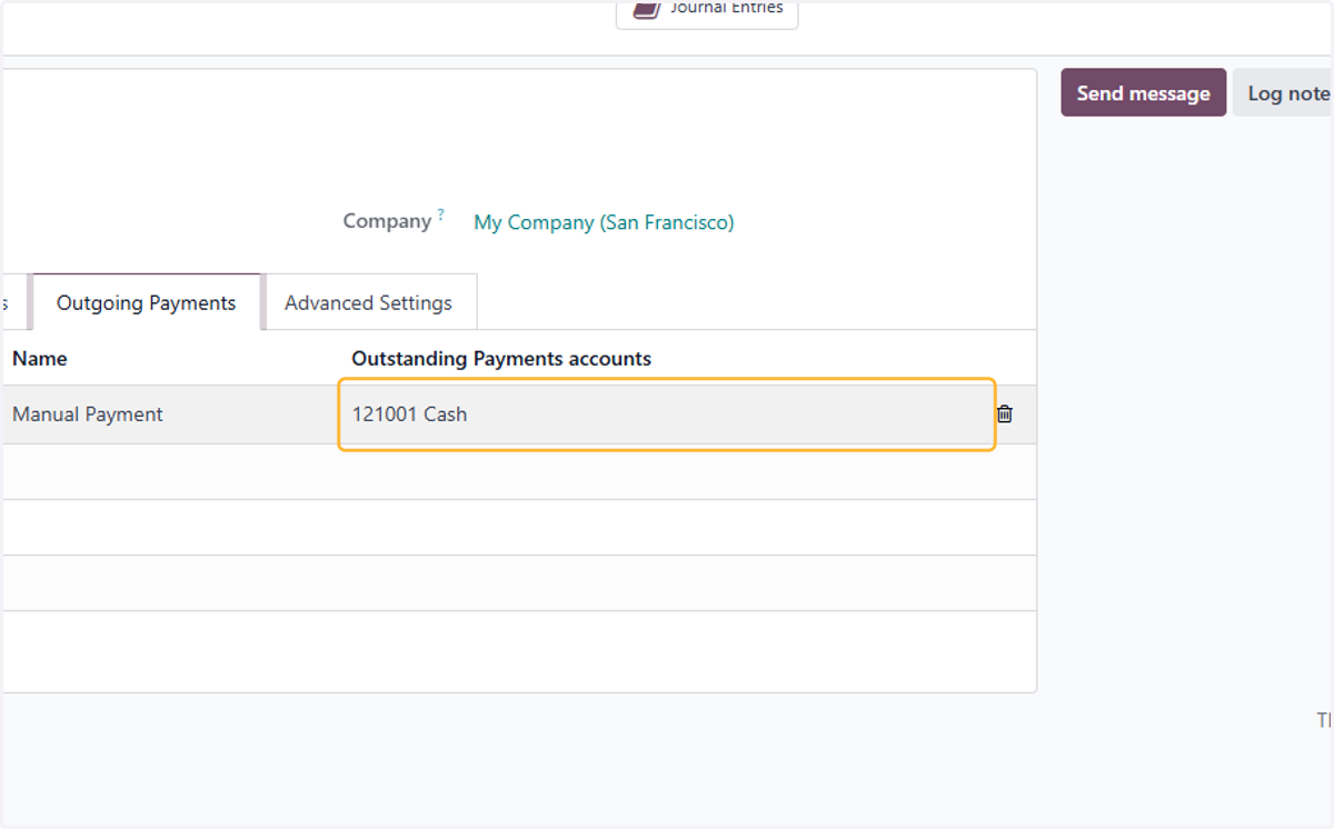 Select relevant Cash account