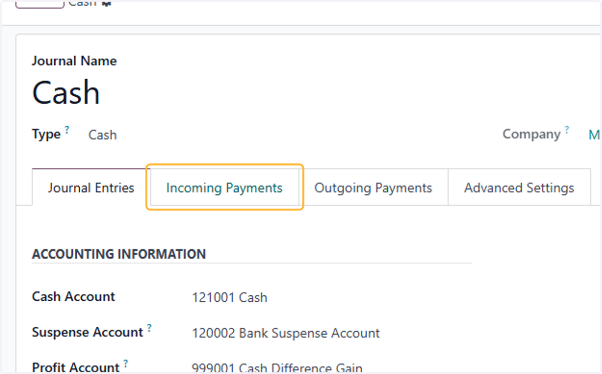 Click on Incoming Payments
