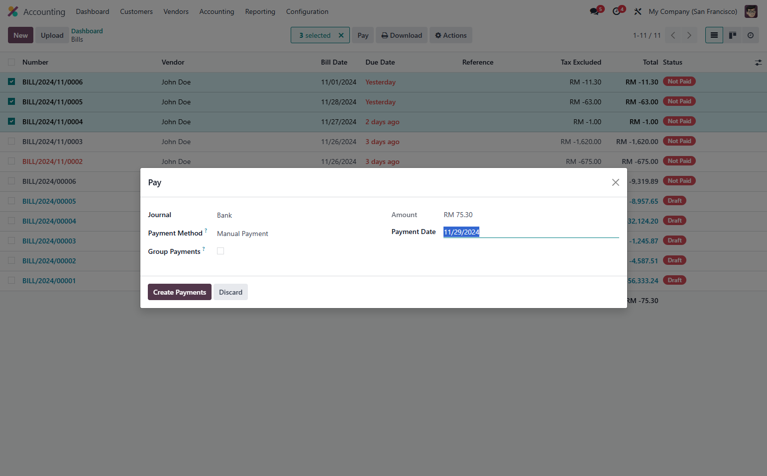 Click on Create Payments