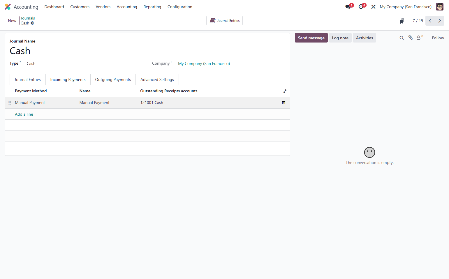 Select relevant Cash account