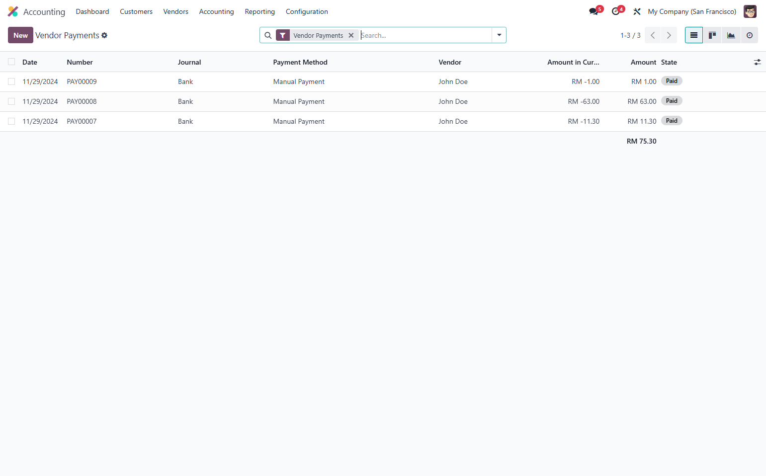 Click on Vendors