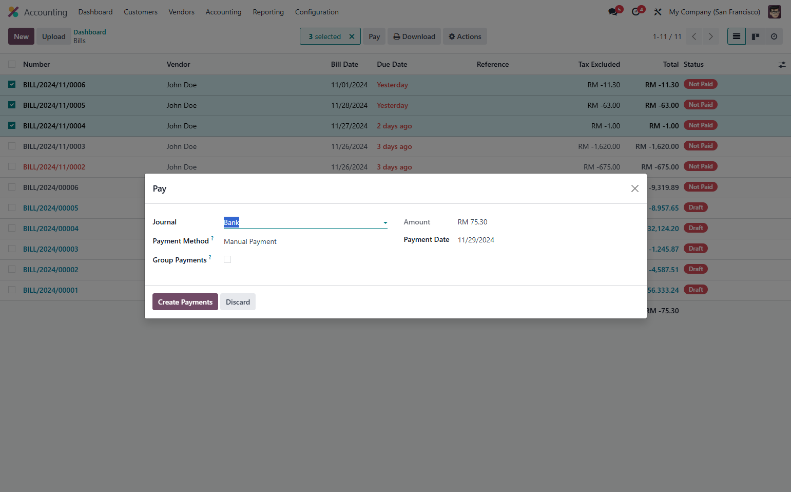 Check details, amount & date