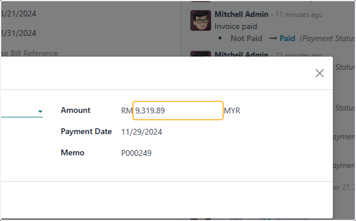 Check details, amount & date.