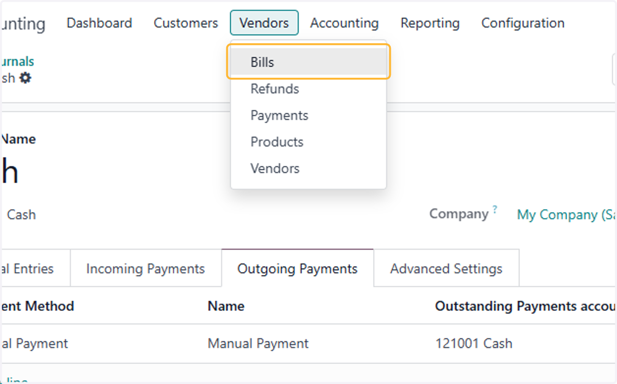 Click on Bills