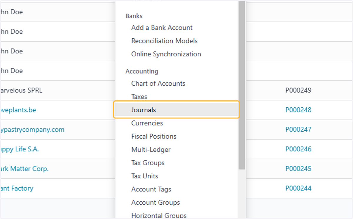 Click on Journals