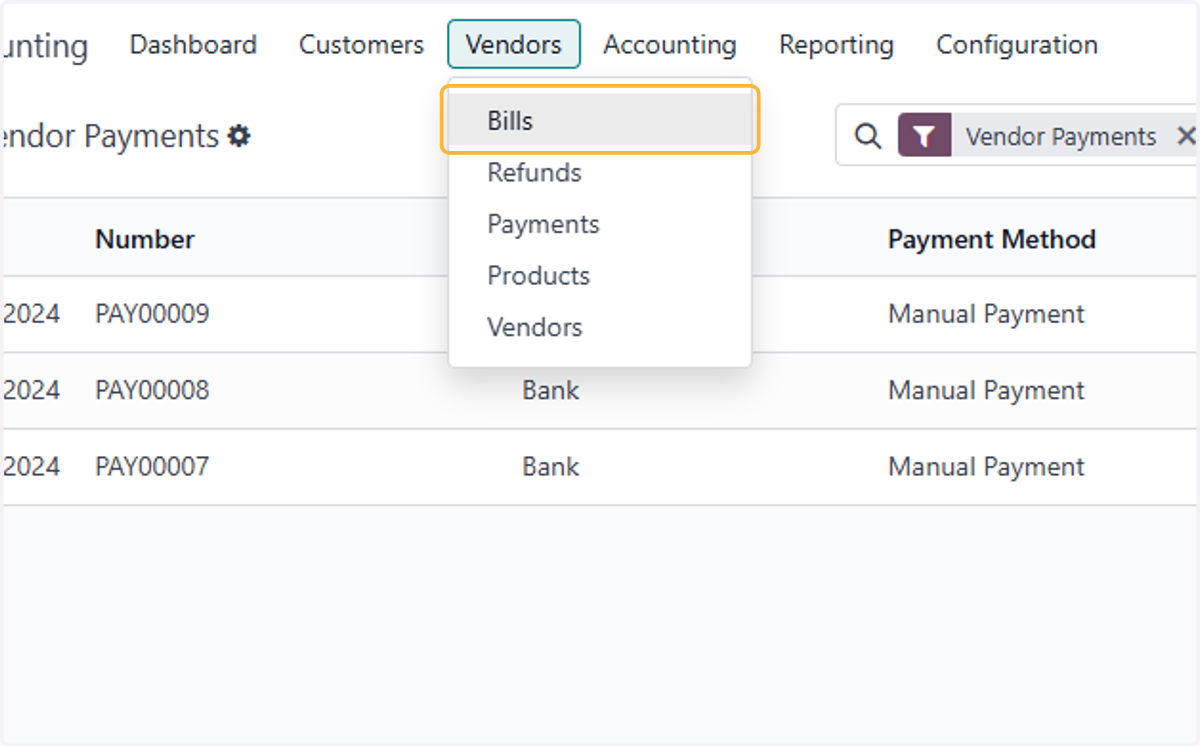 Click on Bills