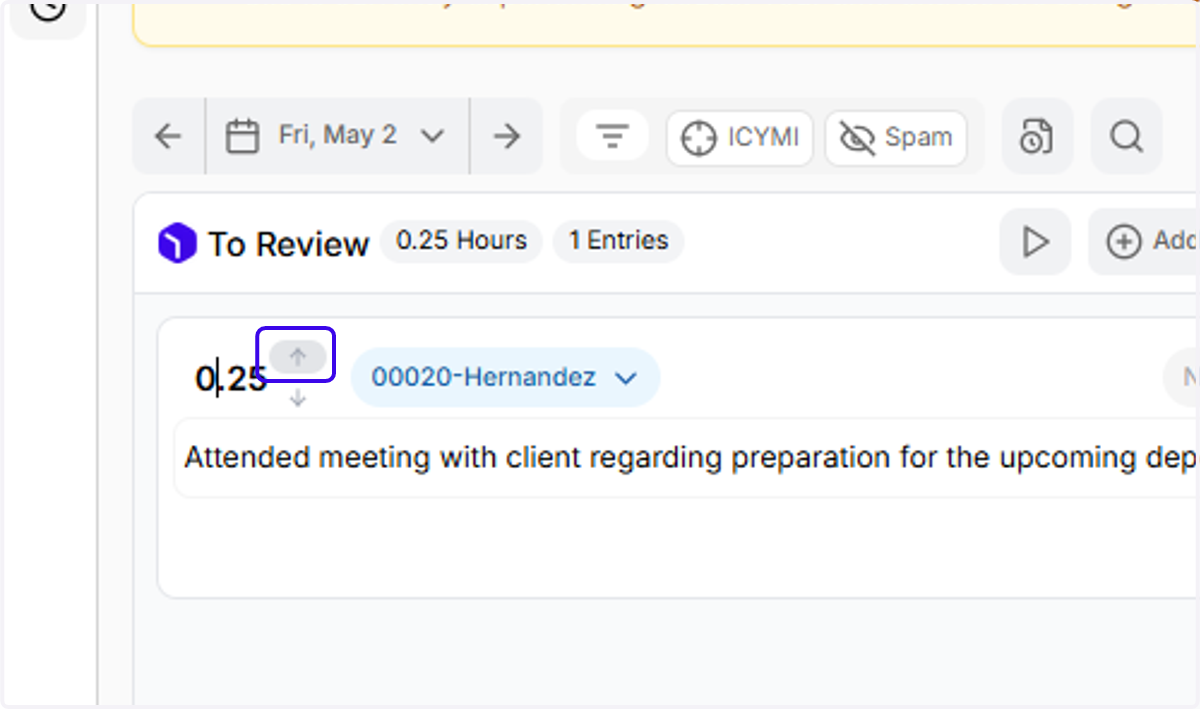 Click the up arrow to add 0.25