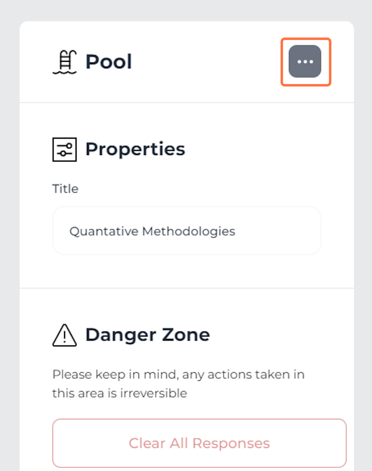 Click to open the 'Pool Actions' menu