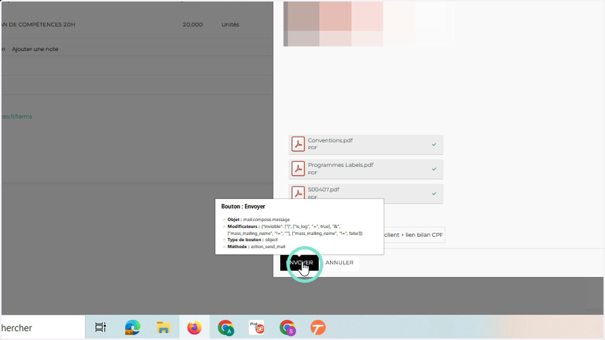 Cliquer sur "envoyer"