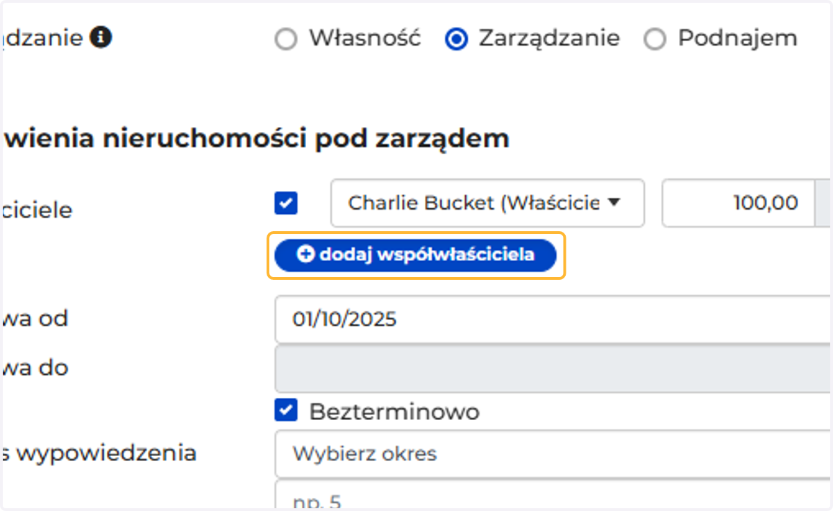 Możesz dodać współwłaściciela