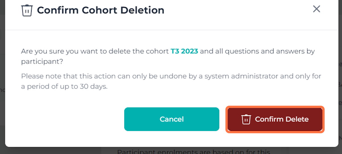 Click the 'Confirm Delete' button
