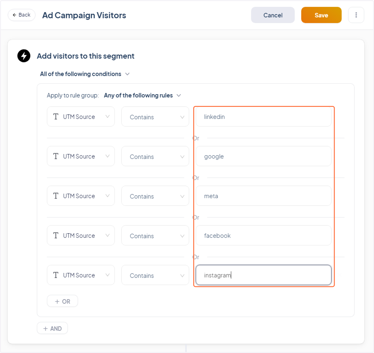 Repeat this process for however many ad platforms you've driving traffic from