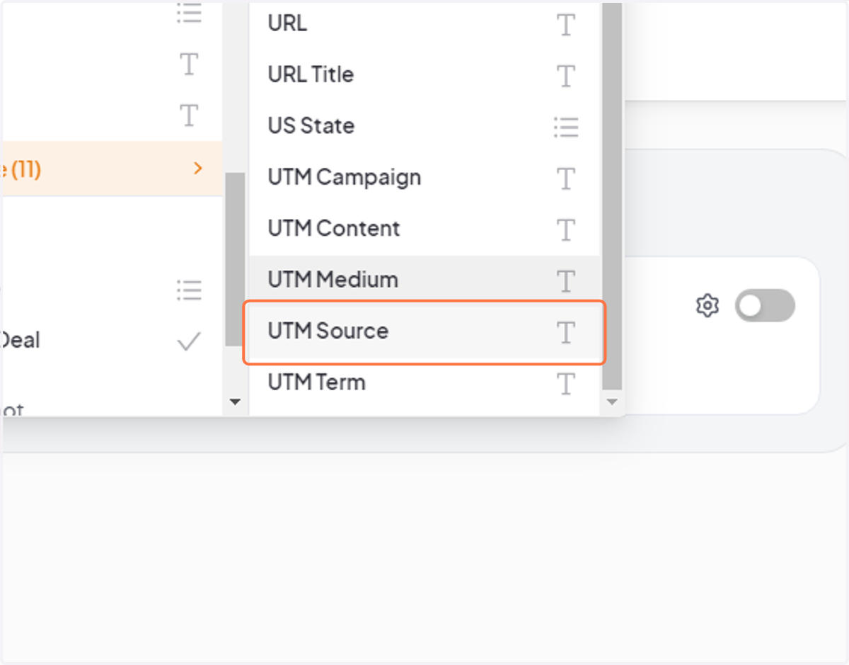 Change it to "UTM Source"