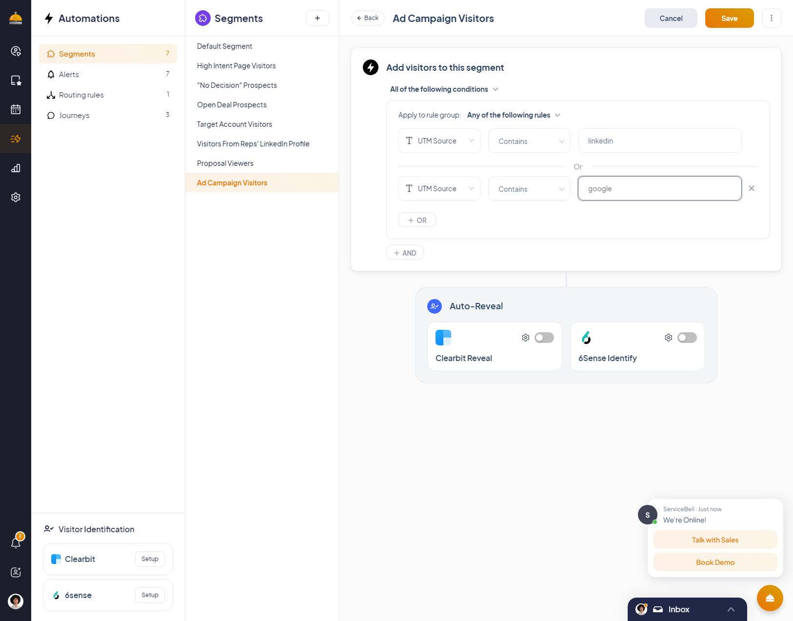 Type "google" (or another ad platform you're driving traffic from)