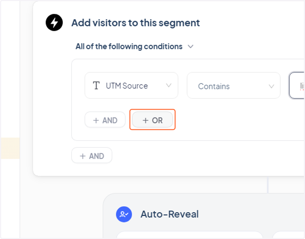 Click "+ OR" to add more ad platform sources