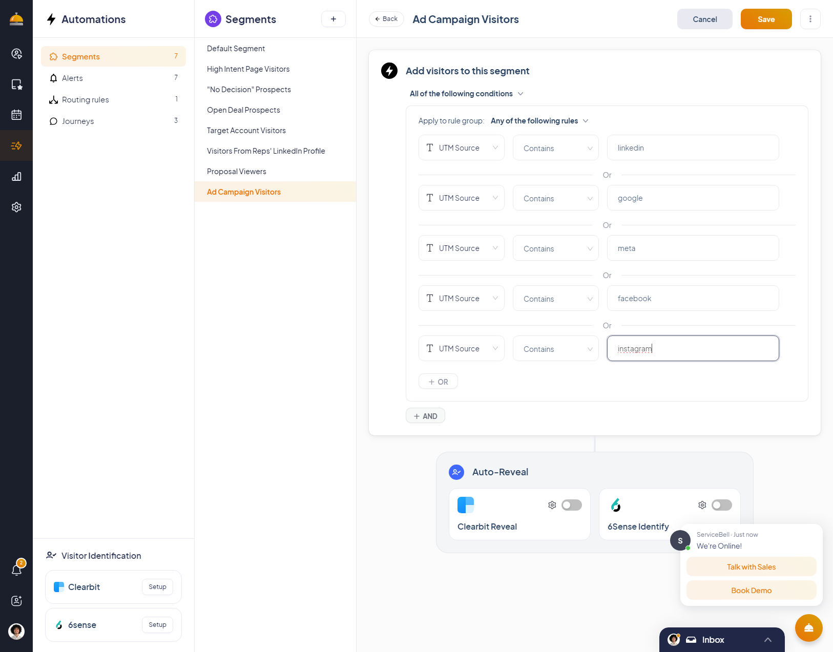 (OPTIONAL) After adding your ad platform sources — click "+ And" below the rule group we just created
