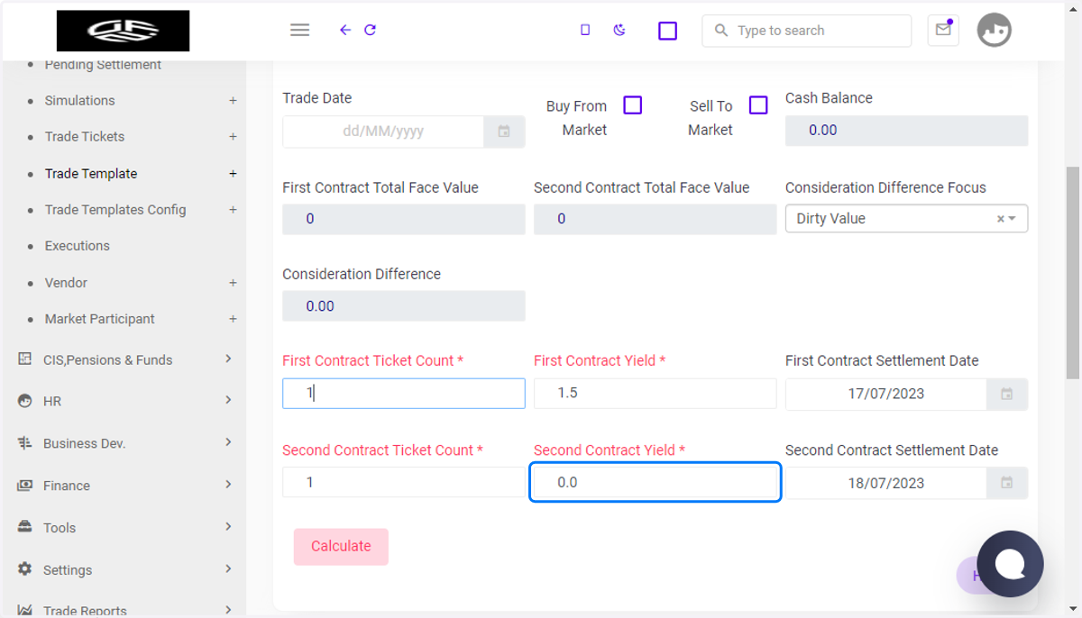 Click on Second Contract Yield *
