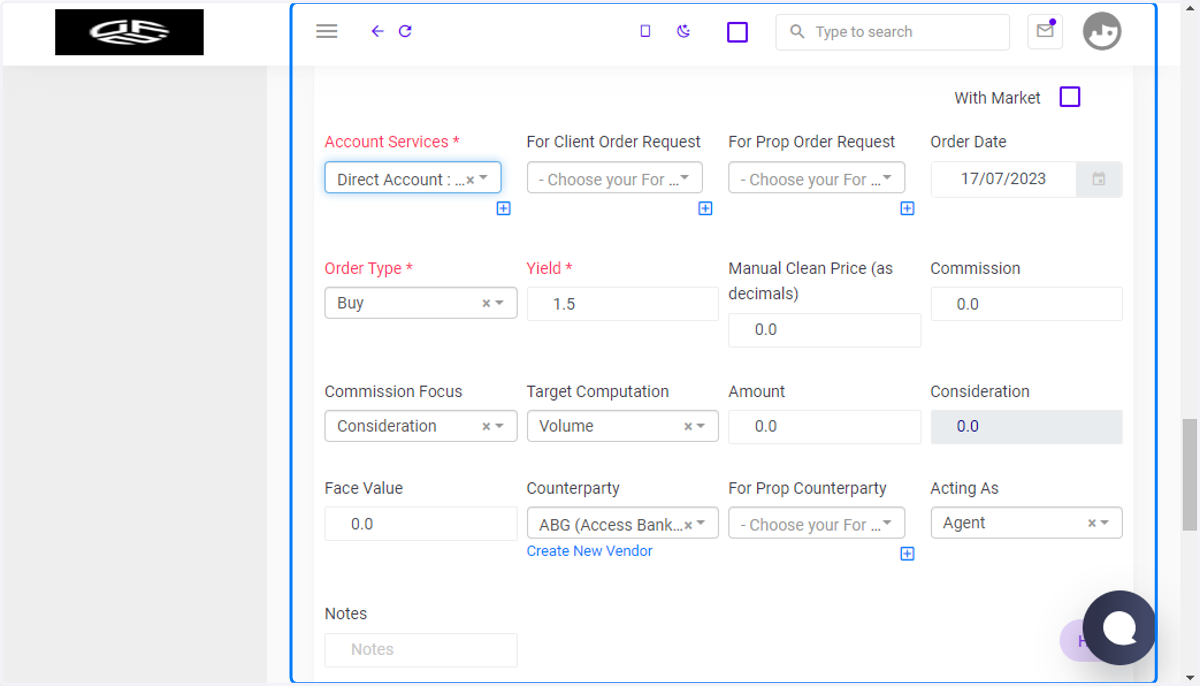 Click on Create Trade Template