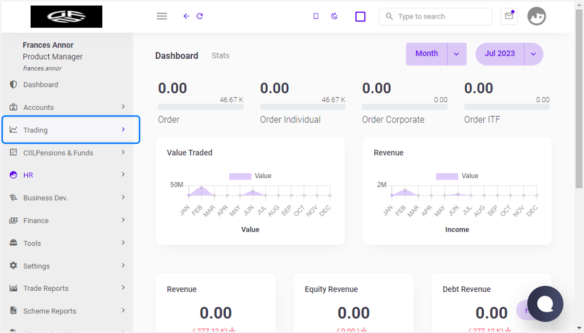 Click on Trading