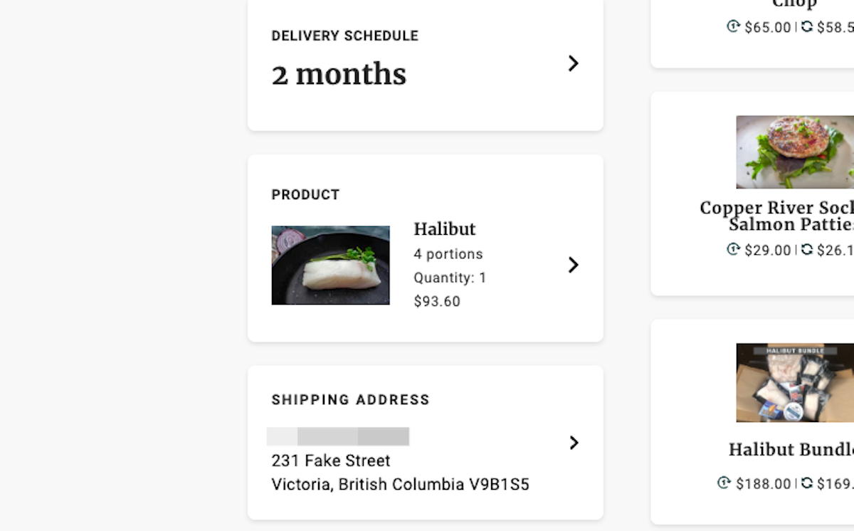 Click on the PRODUCT in the left sidebar you would like to change the delivery date and frequency for.