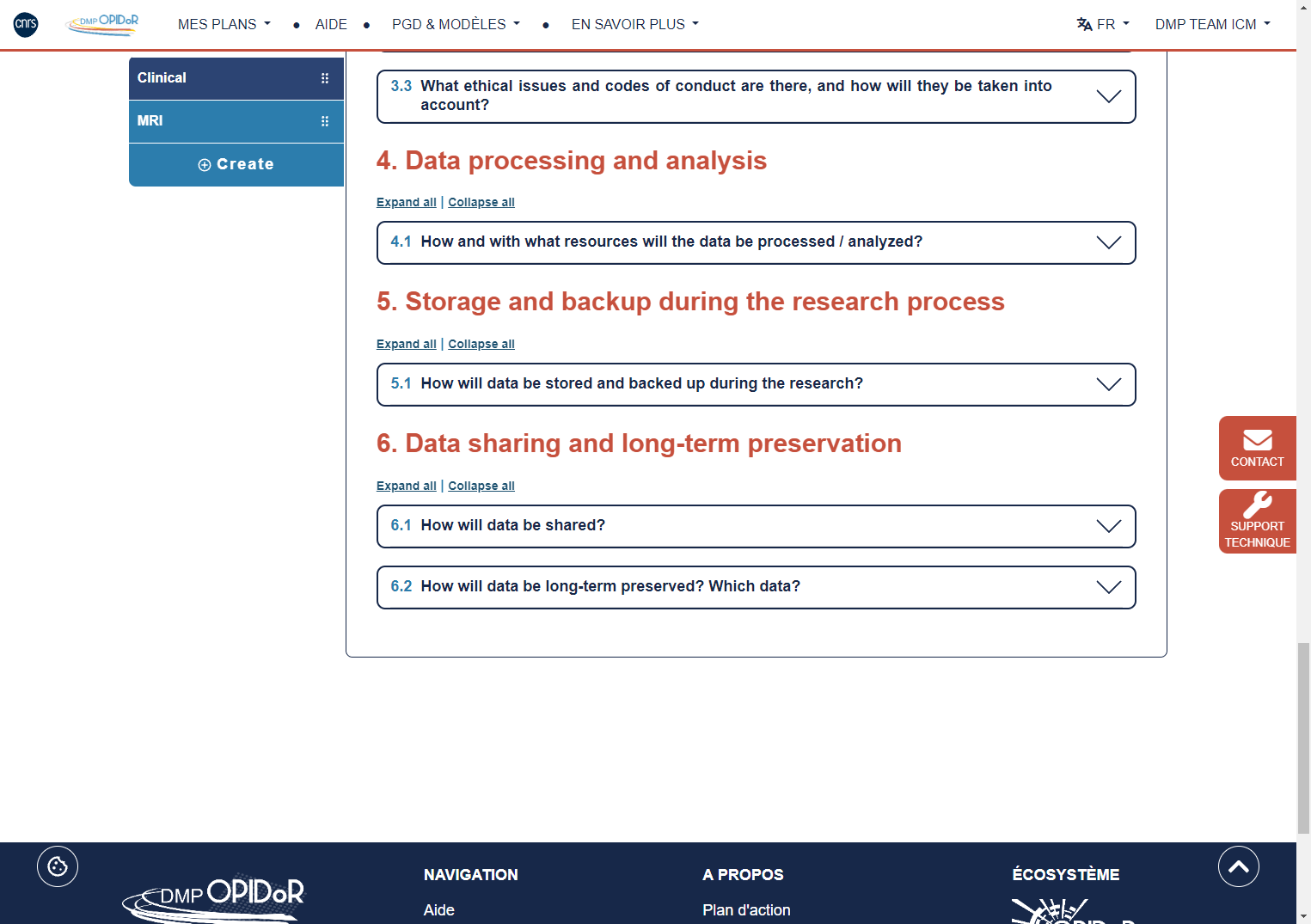 Click on 6. Data sharing and long-term preservation