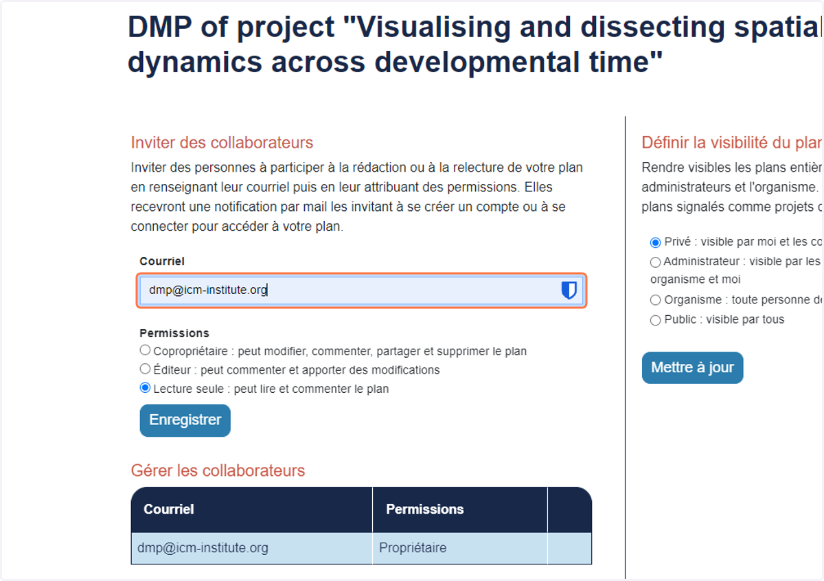 Type "dmp@icm-institute.org"