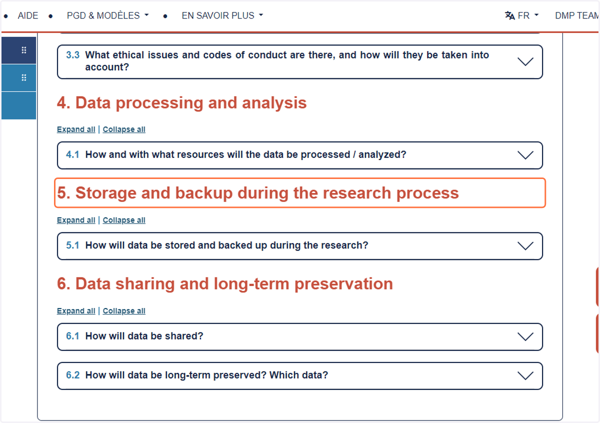 Click on 5. Storage and backup during the research process