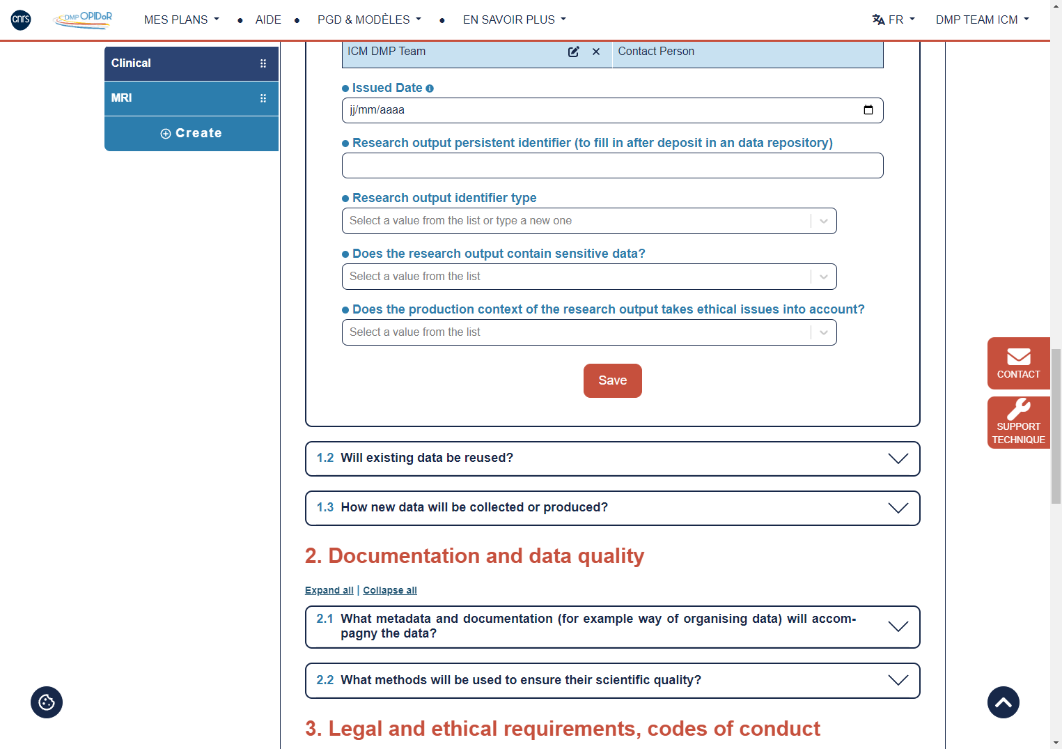 Click on Save for each section you finish