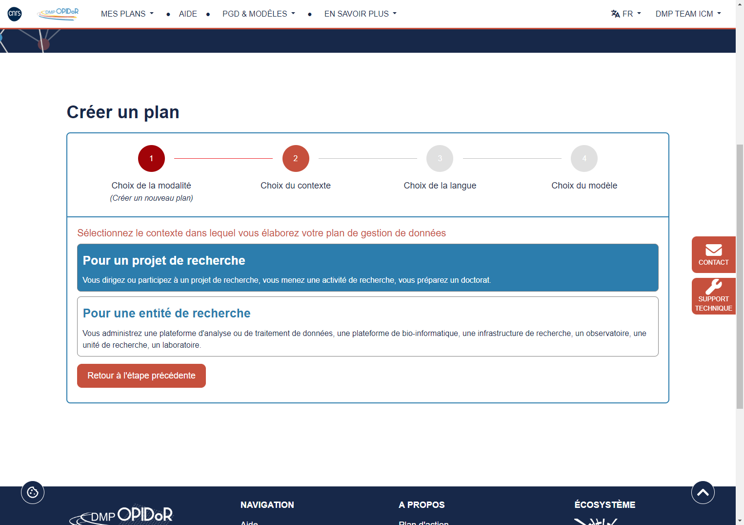 Click on Pour un projet de recherche…