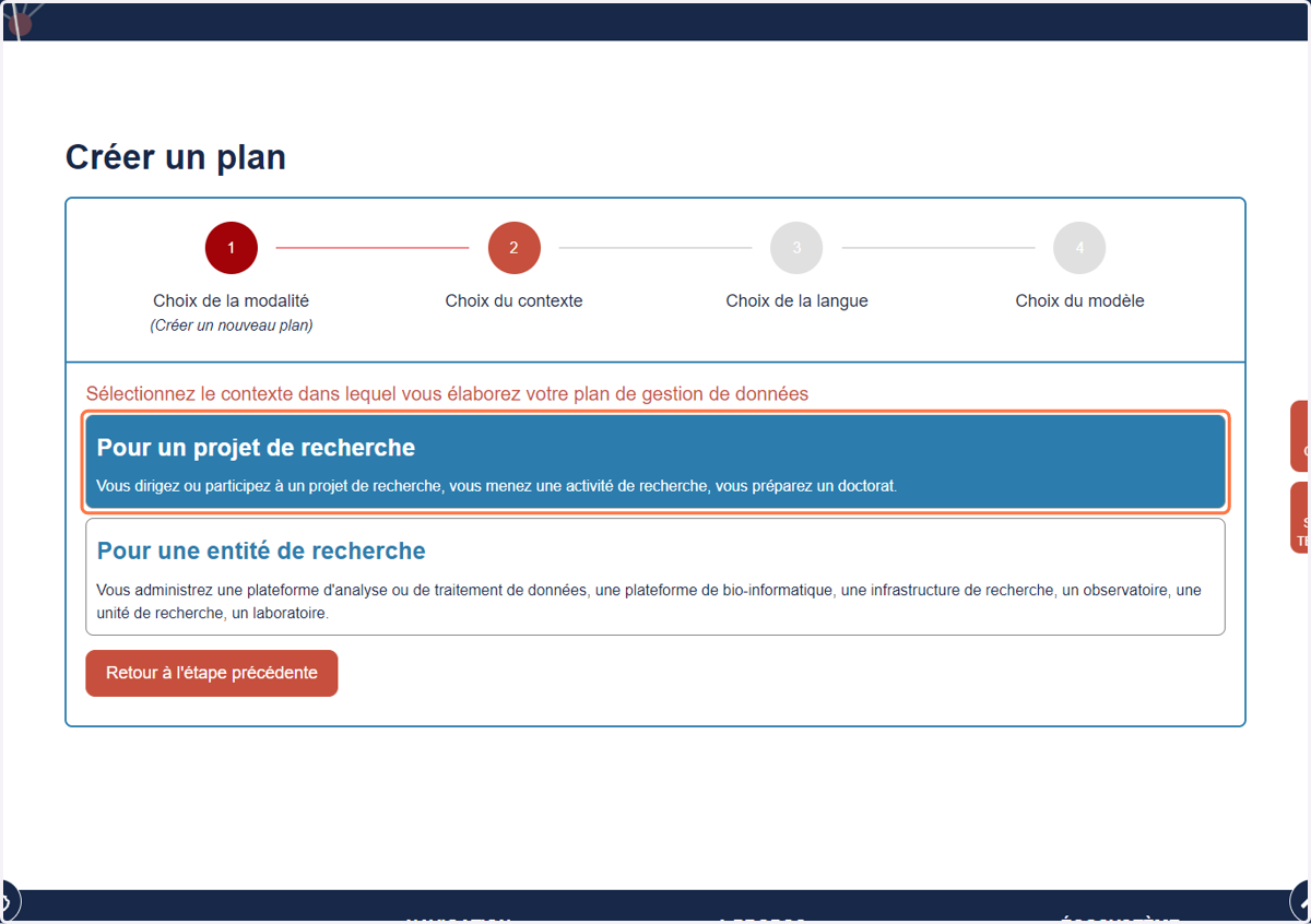 Click on Pour un projet de recherche…