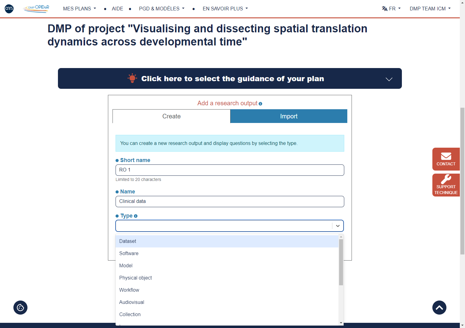 Click on Dataset