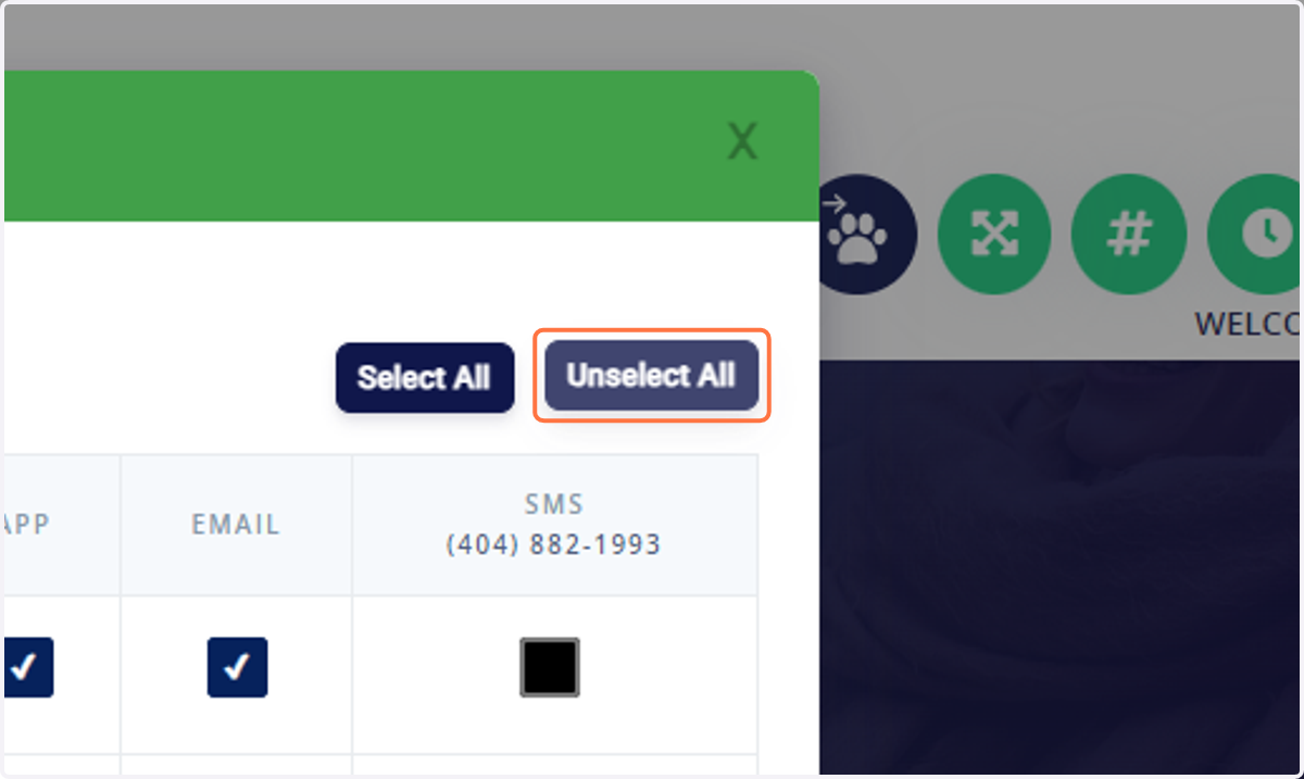 Click on Unselect All if you would like to opt out completely for the customer or you can pick/choose which notifications should be turned off/disabled.