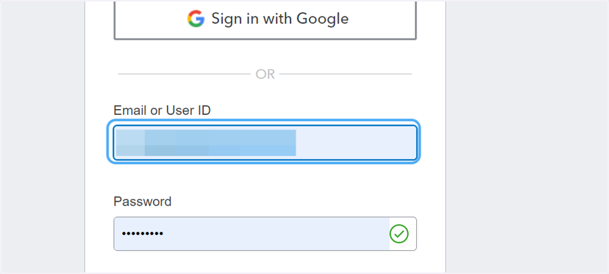 Type the user credentials ( email address or user ID)