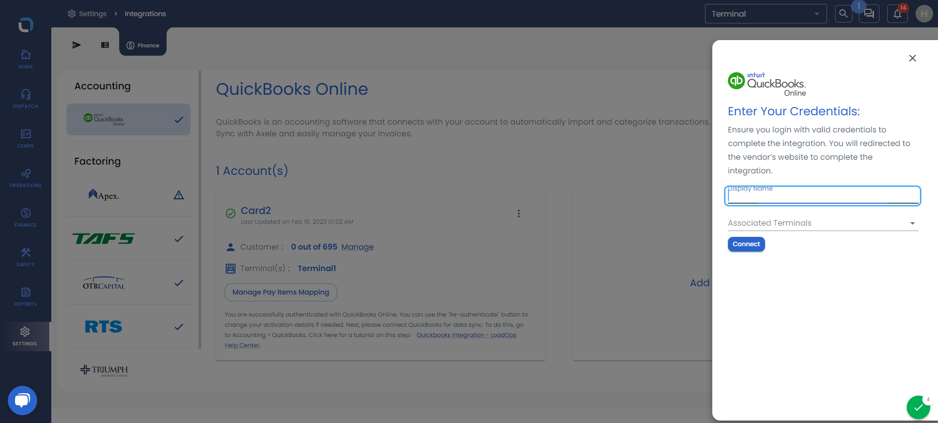 Click on Display Name and terminal