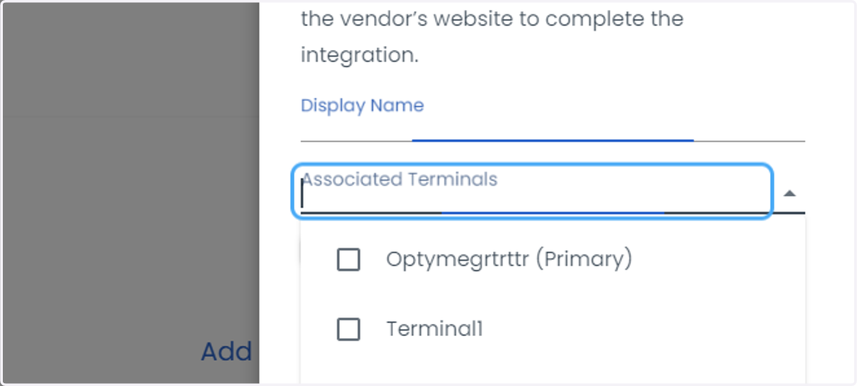 Click on Associated Terminals