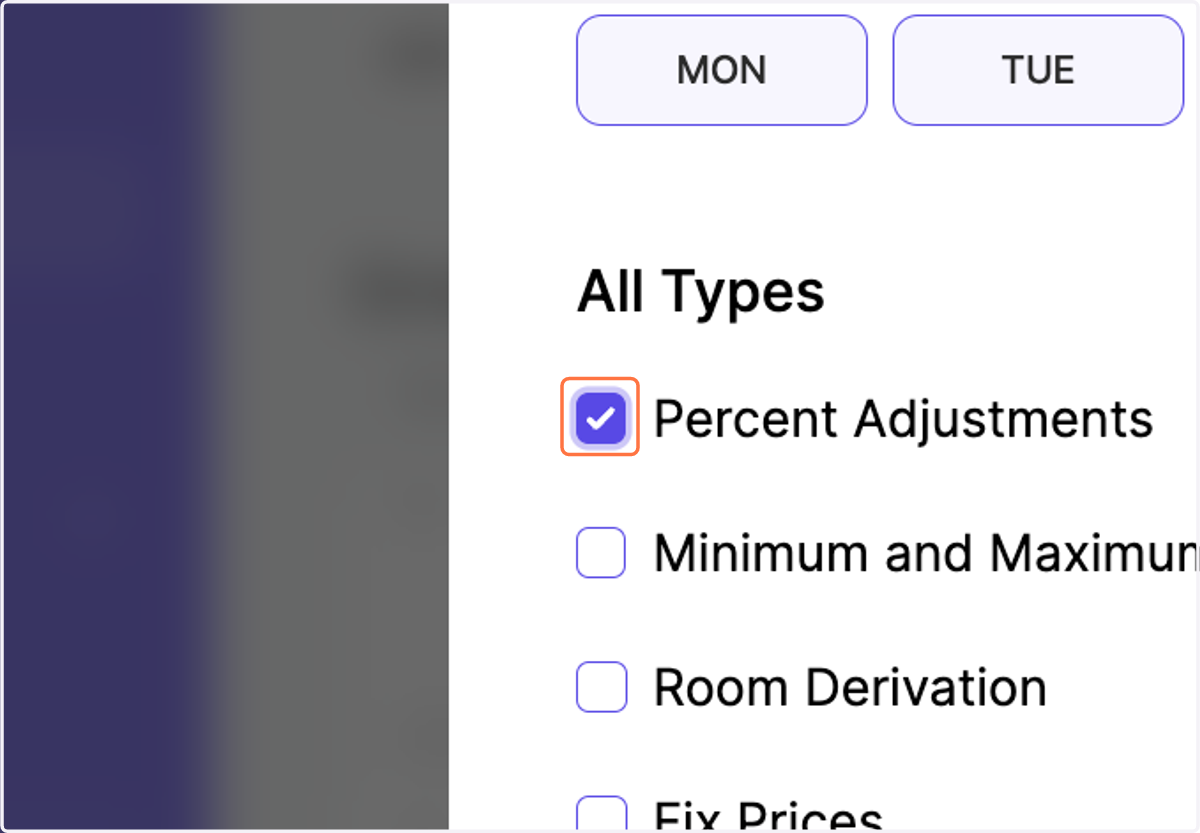 Tick the box for "Percent Adjustments"