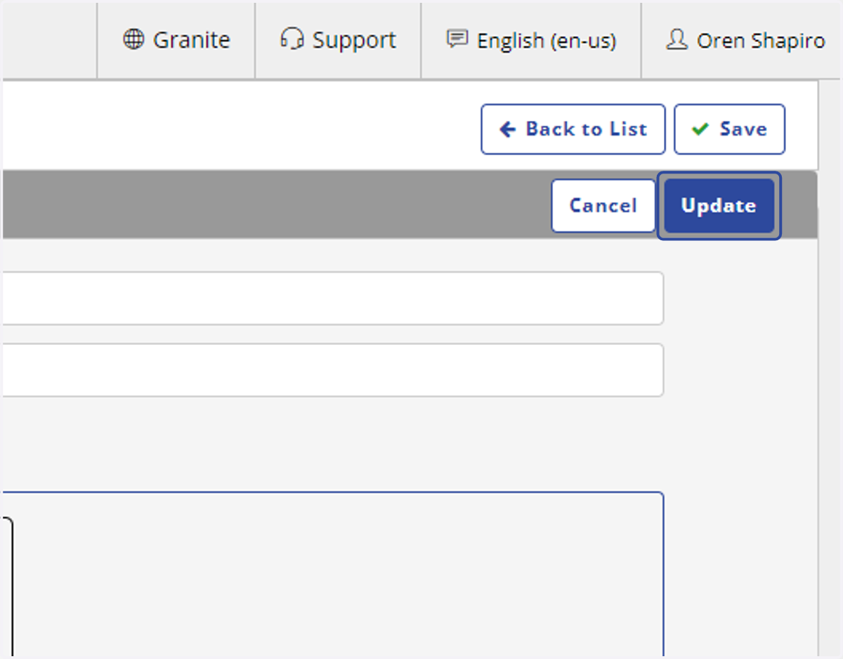Click on Update