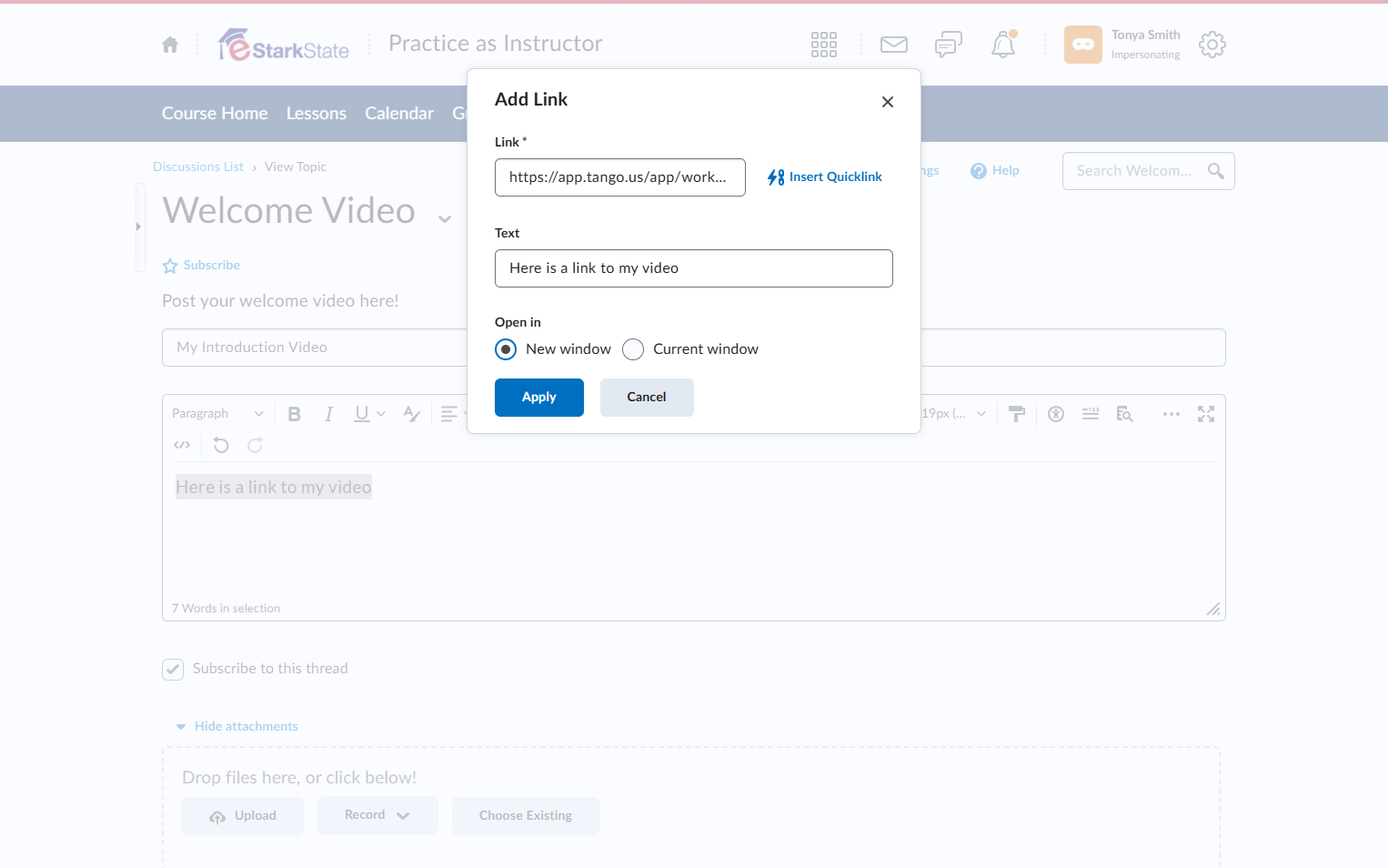 Select New window