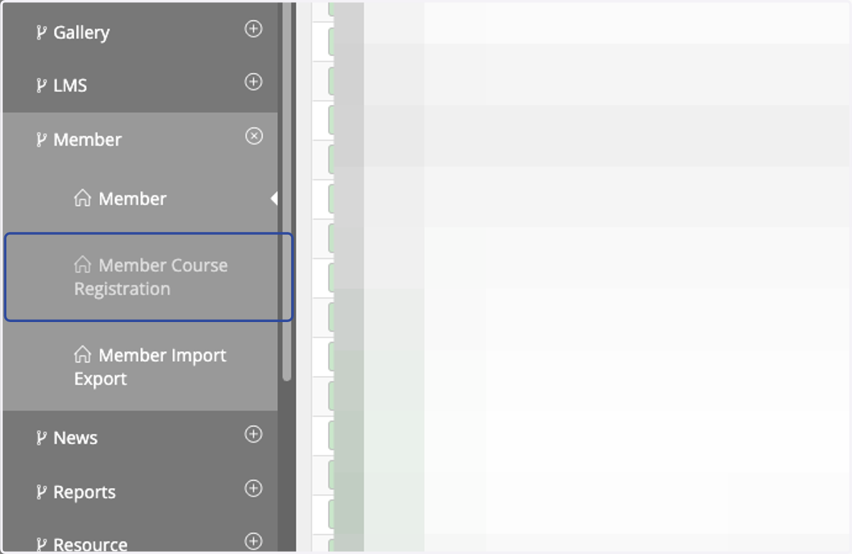 Click on Member Course Registration